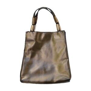 Salvatore Ferragamo >RARE< Bronze Metallic Leather Hand Bag, Authentic, VGUC